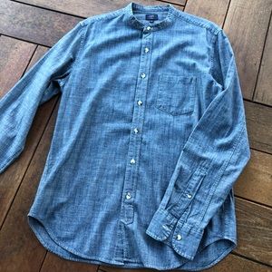 JCrew Jean Chambray Band Collar Button Down